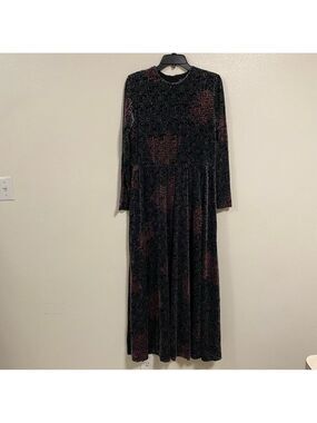 Reverse Dress Women’s Size Large Gunmetal Gray Pink Burnout Velvet Maxi Dress
